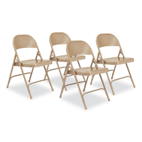NPS 51 50 Series All-Steel Folding Chair, Supports Up to 500 lb, 16.75" Seat Height, Beige Seat, Beige Back, Beige Base, 4/Carton