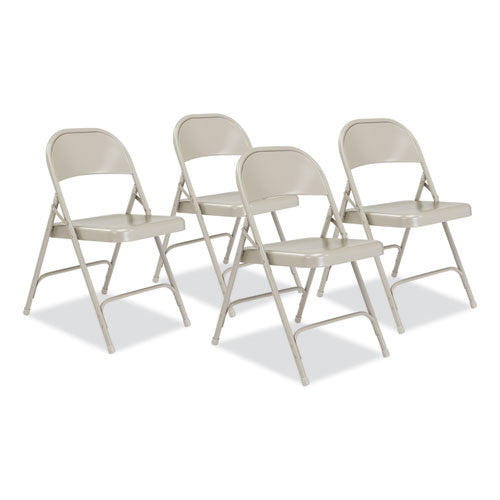 NPS 52 50 Series All-Steel Folding Chair, Supports Up to 500 lb, 16.75" Seat Height, Gray Seat, Gray Back, Gray Base, 4/Carton