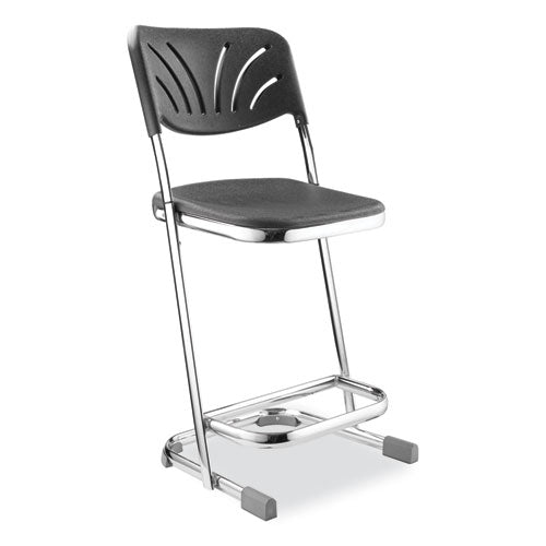NPS 6622B 6600 Series Elephant Z-Stool With Backrest, Supports Up to 500 lb, 22" Seat Height, Black Seat, Black Back, Chrome Frame