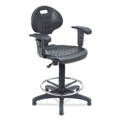 NPS 6722HBA 6700 Series Adjustable Height Polyurethane Task Stool with Arms, Supports Up to 300 lb, 22" to 32" Seat Height, Black