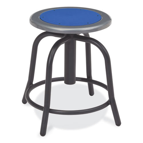 NPS 682510 6800 Series Height Adjustable Metal Seat Stool, Supports Up to 300 lb, 18" to 24" Seat Height, Persian Blue Seat/Black Base