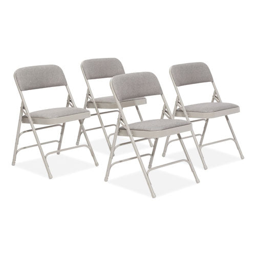 NPS 2302 2300 Series Fabric Triple Brace Double Hinge Premium Folding Chair, Supports Up to 500 lb, Greystone, 4/Carton