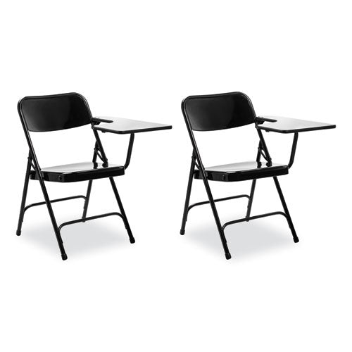 NPS 5210L 5200 Series Left-Side Tablet-Arm Folding Chair, Supports 480 lb, 17.25" Seat Height, Black, 2/Carton