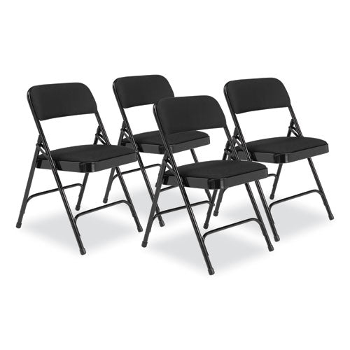 NPS 2210 2200 Series Fabric Dual-Hinge Folding Chair, Supports 500 lb, Midnight Black Seat/Back, Black Base, 4/Carton