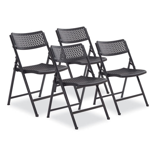 NPS 1410 AirFlex Series Premium Poly Folding Chair, Supports Up to 1,000 lb, 17.25" Seat Height, Black, 4/Carton