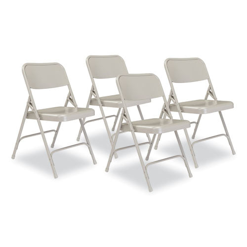 NPS 202 200 Series Premium All-Steel Double Hinge Folding Chair, Supports Up to 500 lb, 17.25" Seat Height, Gray, 4/Carton