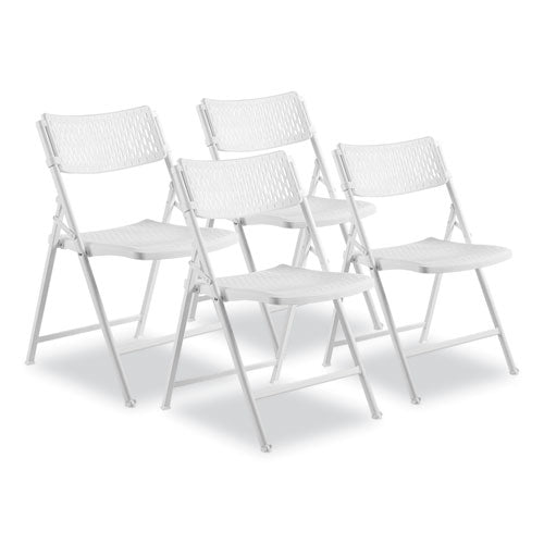 NPS 1421 AirFlex Series Premium Poly Folding Chair, Supports Up to 1,000 lb, 17.25" Seat Height, White Seat/Back/Base, 4/Carton