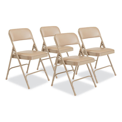 NPS 1201 1200 Series Premium Vinyl Dual-Hinge Folding Chair, Supports Up to 500 lb, 17.75" Seat Height, French Beige, 4/Carton