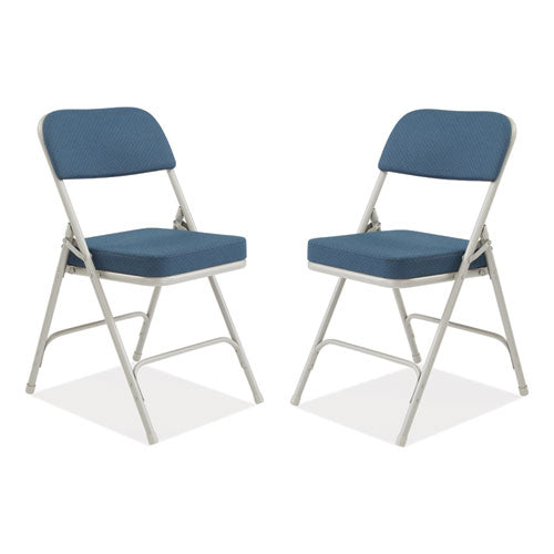 NPS 3215 3200 Series Fabric Dual-Hinge Folding Chair, Supports Up to 300 lb, Regal Blue Seat, Regal Blue Back, Gray Base, 2/Carton