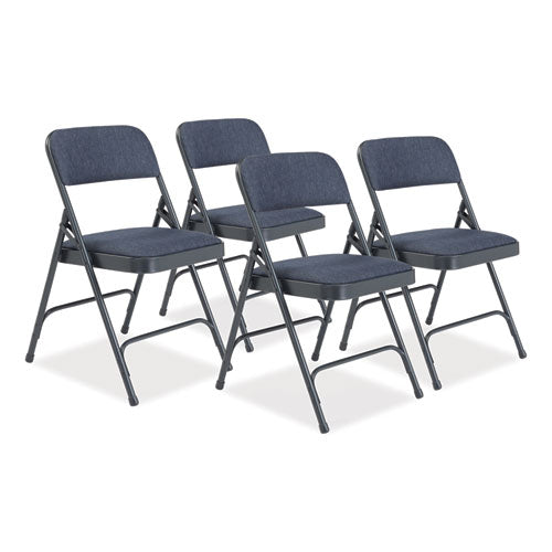 NPS 2204 2200 Series Fabric Dual-Hinge Folding Chair, Supports 500 lb, Royal Blue Sea, Royal Blue Back, Charcoal-Blue Base, 4/Carton