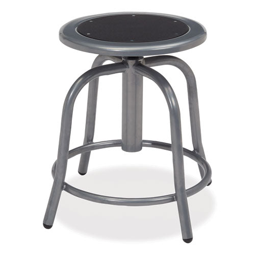 NPS 681002 6800 Series Height Adjustable Metal Seat Swivel Stool, Supports Up to 300 lb, 18" to 24" Seat Height, Black Seat, Gray Base
