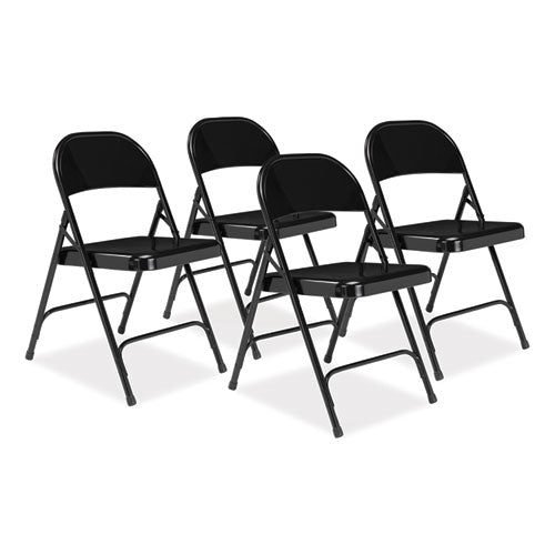 NPS 510 50 Series All-Steel Folding Chair, Supports Up to 500 lb, 16.75" Seat Height, Black Seat, Black Back, Black Base, 4/Carton