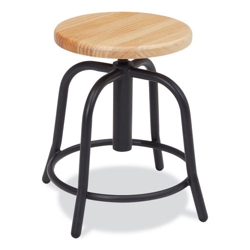 NPS 6800W10 6800 Series Height Adjustable Wood Seat Swivel Stool, Supports Up to 300 lb, 19" to 25" Seat Height, Maple Seat/Black Base