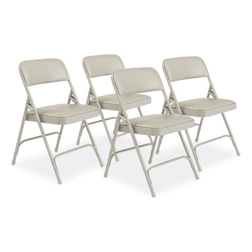 NPS 1202 1200 Series Premium Vinyl Dual-Hinge Folding Chair, Supports Up to 500lb, 17.75" Seat Height, Warm Gray, 4/Carton