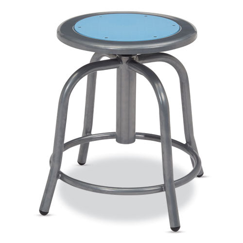 NPS 680502 6800 Series Height Adjustable Metal Seat Stool, Supports Up to 300 lb, 18" to 24" Seat Height, Blueberry Seat, Gray Base