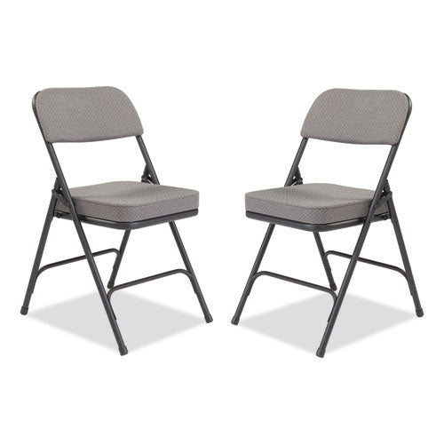 NPS 3212 3200 Series Fabric Dual-Hinge Folding Chair, Supports Up to 300 lb, Charcoal Seat, Charocoal Back, Black Base, 2/Carton