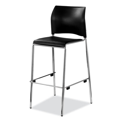 NPS 8710B1110 Cafetorium Bar Height Stool, Padded Seat/Back, Supports Up to 500 lb, 31" Seat Height, Black Seat, Black Back,Chrome Base