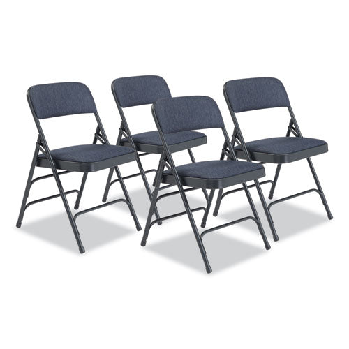 NPS 2304 2300 Series Deluxe Fabric Upholstered Triple Brace Folding Chair, Supports Up to 500 lb, Imperial Blue, 4/Carton