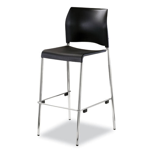 NPS 8810B1110 Cafetorium Bar Height Stool, Supports Up to 500 lb, 31" Seat Height, Black Seat, Black Back, Chrome Base