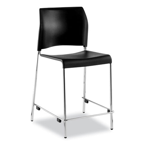 NPS 8810C1110 Cafetorium Counter Height Stool, Supports Up to 300 lb, 24" Seat Height, Black Seat, Black Back, Chrome Base