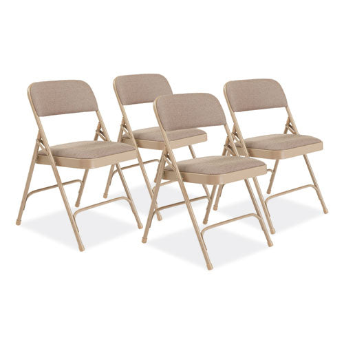 NPS 2201 2200 Series Deluxe Fabric Upholstered Dual-Hinge Premium Folding Chair, Supports Up to 500 lb, Cafe Beige, 4/Carton
