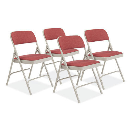 NPS 2208 2200 Series Fabric Dual-Hinge Premium Folding Chair, Supports Up to 500 lb, Cabernet Seat, Cabernet Back, Gray Base, 4/Carton