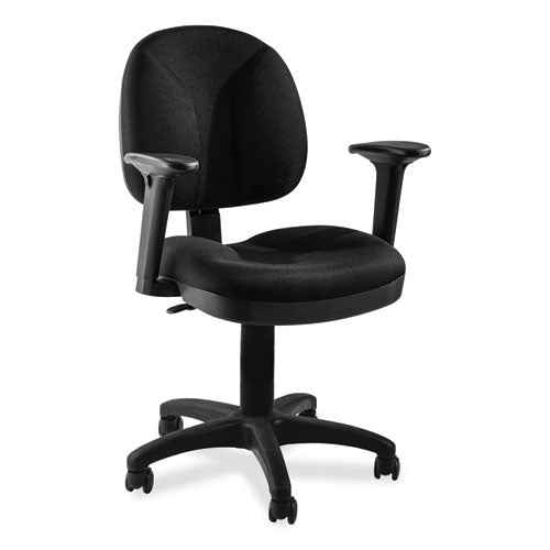 NPS CTCA Comfort Task Chair with Arms, Supports Up to 300 lb, 19" to 23" Seat Height, Black Seat, Black Back, Black Base