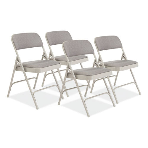 NPS 2202 2200 Series Fabric Dual-Hinge Premium Folding Chair, Supports 500 lb, Greystone Seat, Greystone Back, Gray Base, 4/Carton