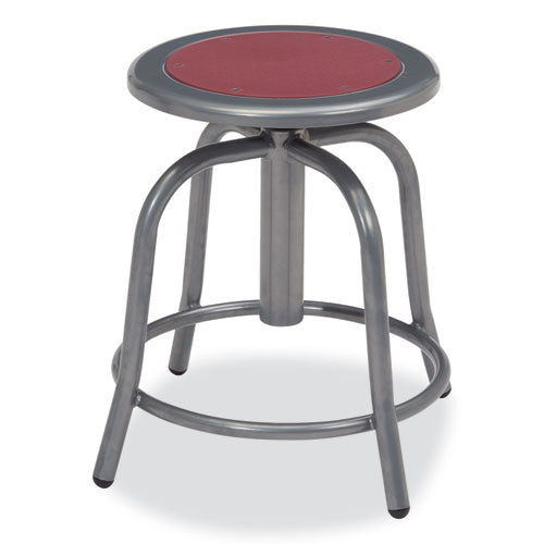 NPS 681802 6800 Series Height Adjustable Metal Seat Swivel Stool, Supports Up to 300 lb, 18" to 24" Seat Height, Burgundy Seat/Gray Base