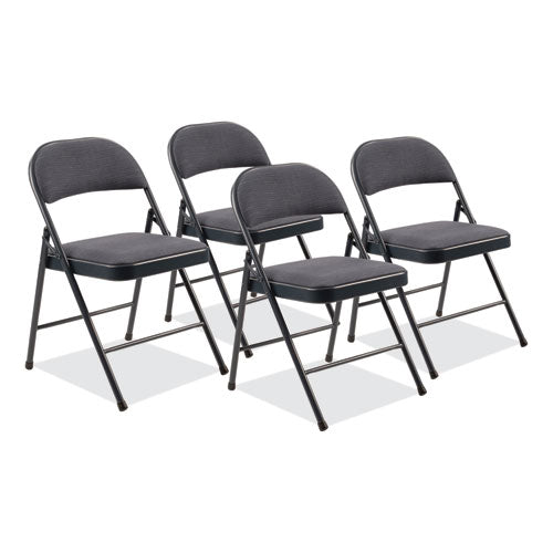 Basics By NPS 974 970 Series Fabric Padded Steel Folding Chair, Supports Up to 250 lb, 17.75" Seat Height, Star Trail Blue, 4/Carton