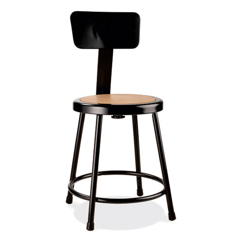 NPS 6218B10 6200 Series Heavy Duty Stool with Backrest, Supports Up to 500 lb, 18" Seat Height, Brown Seat, Black Back/Base
