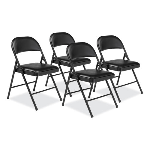 Basics By NPS 950 950 Series Vinyl Padded Steel Folding Chair, Supports Up to 250 lb, 17.75" Seat Height, Black, 4/Carton