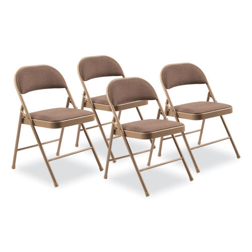 Basics By NPS 973 970 Series Fabric Padded Steel Folding Chair, Supports Up to 250 lb, 17.75" Seat Height, Star Trail Brown, 4/Carton