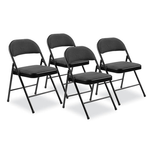Basics By NPS 970 970 Series Fabric Padded Steel Folding Chair, Supports Up to 250 lb, 17.75" Seat Height, Star Trail Black, 4/Carton