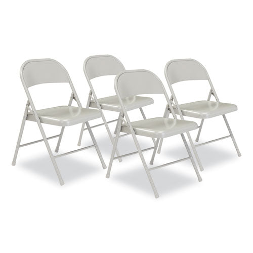 Basics By NPS 902 900 Series All-Steel Folding Chair, Supports Up to 250 lb, 17.75" Seat Height, Gray Seat, Gray Back, Gray Base, 4/Cartpn