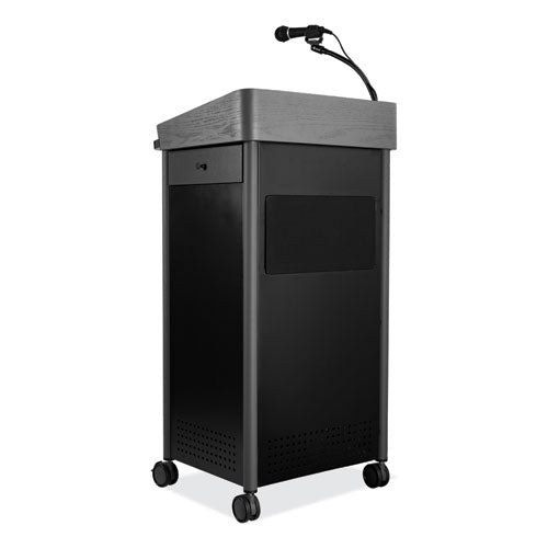 Oklahoma Sound GSLS Greystone Lectern with Sound, 23.5 x 19.25 x 45.5, Charcoal Gray