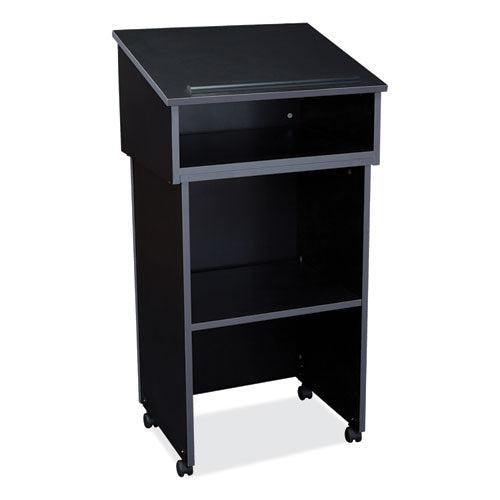 Oklahoma Sound 22112BK Tabletop Lectern and AV Cart/Lectern Base, 23.75 x 19.87 x 47.5, Black