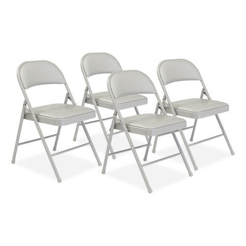 Basics By NPS 952 950 Series Vinyl Padded Steel Folding Chair, Supports Up to 250 lb, 17.75" Seat Height, Gray, 4/Carton