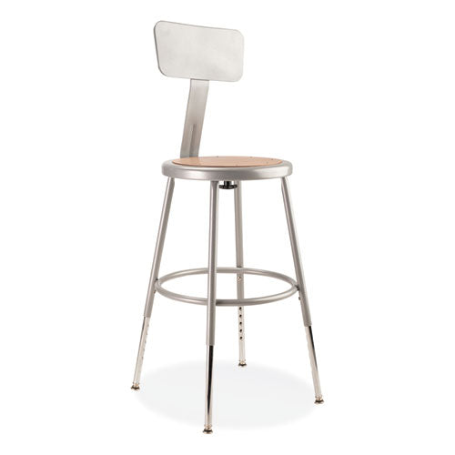 NPS 6218HB 6200 Series 19" to 27" Height Adjustable Heavy Duty Stool with Backrest, Supports 500 lb, Brown Seat, Gray Back, Gray Base