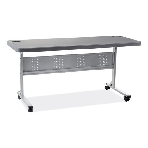 NPS BPFT246020 Flip-N-Store Training Table, Rectangular, 24 x 60 x 29.5, Charcoal Gray