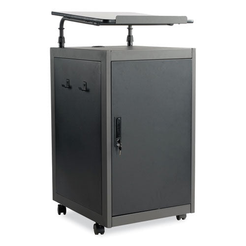Oklahoma Sound TWPL Teacher's WorkPod Lectern, 20 x 24 x 41, Charcoal Slate/Black