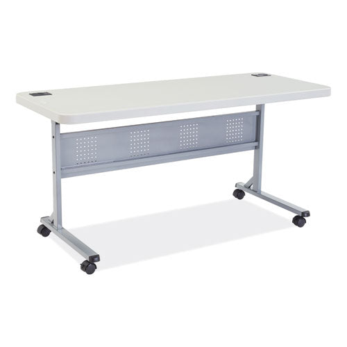 NPS BPFT2460 Flip-N-Store Training Table, Rectangular, 24 x 60 x 29.5, Speckled Gray