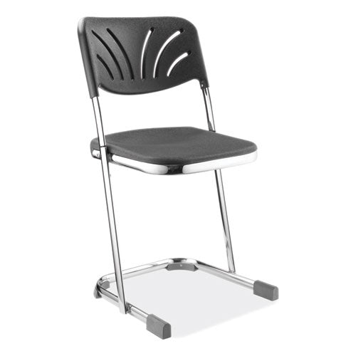NPS 6618B 6600 Series Elephant Z-Stool With Backrest, Supports Up to 500 lb, 18" Seat Height, Black Seat, Black Back, Chrome Frame