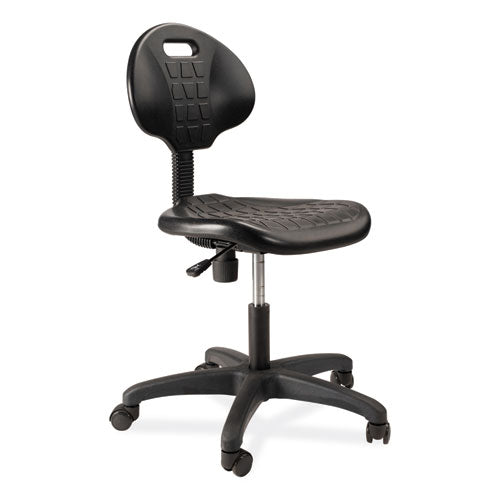 NPS 6716HB 6700 Series Polyurethane Adj Height Task Chair, Supports 300 lb, 16" to 21" Seat Height, Black Seat, Black Back, Black Base
