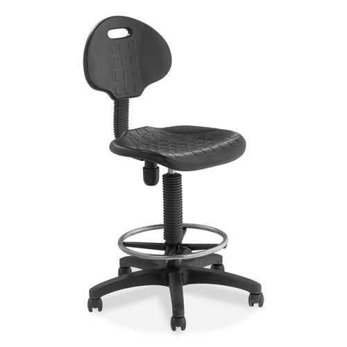 NPS 6722HB 6700 Series Adjustable Height Polyurethane Task Stool, Supports Up to 300 lb, 22" to 32" Seat Height, Black