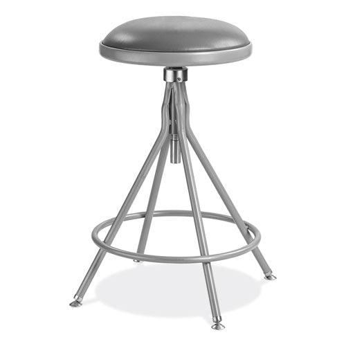 NPS 6524H 6500 Series Height Adjustable Heavy Duty Padded Swivel Stool, Supports Up to 500 lb, 24" to 30" Seat Height, Gray
