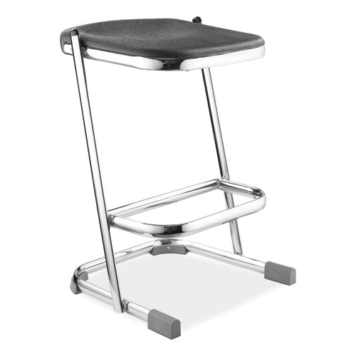 NPS 6624 6600 Series Elephant Z-Stool, Backless, Supports Up to 500 lb, 24" Seat Height, Black Seat, Chrome Frame