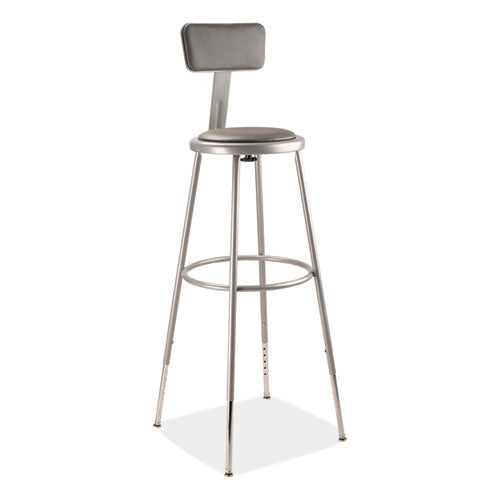 NPS 6430HB 6400 Series Height Adjustable Heavy Duty Padded Stool with Backrest, Supports 300 Up to lb, 32" to 39" Seat Height, Gray