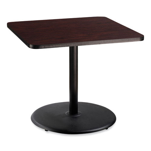 NPS CT33636RD1MY Cafe Table, 36w x 36d x 30h, Square Top/Round Base, Mahogany Top, Black Base