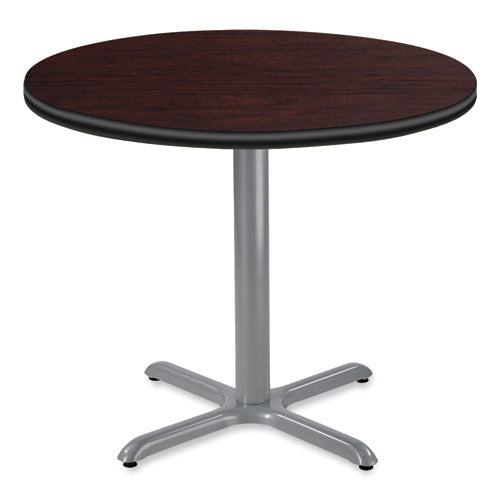 NPS CG13636XD1MY Cafe Table, 36" Diameter x 30h, Round Top/X-Base, Mahogany Top, Gray Base